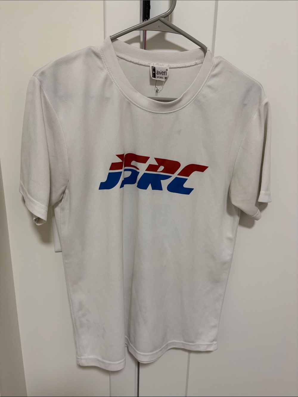 White Graphic Logo T-Shirt - Red & Blue Print